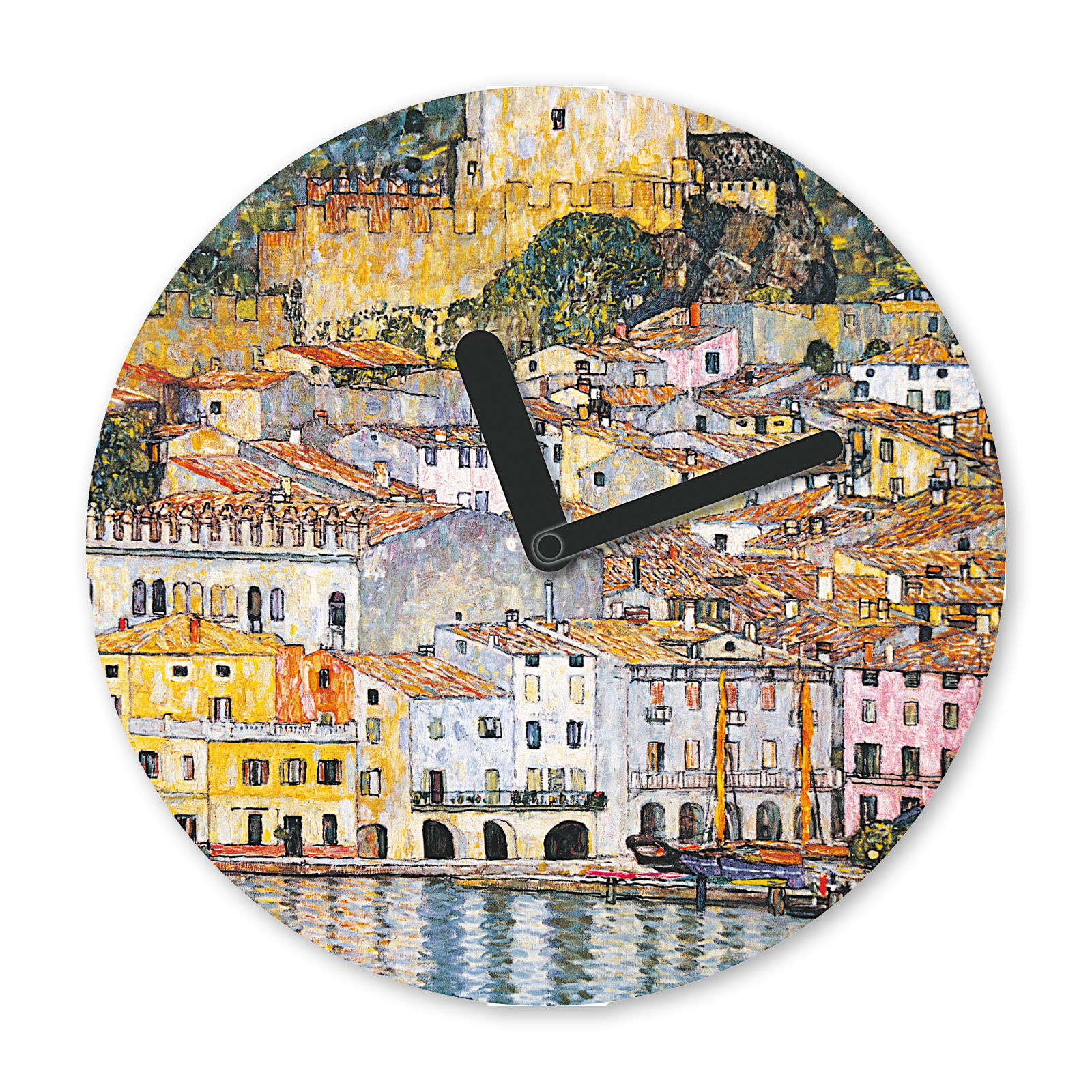 Gustav Klimt Wanduhr: "Malcesine am Gardasee" rund
