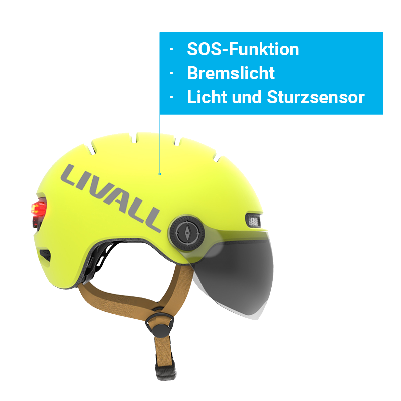 Helm mit Bremslicht und Visier 