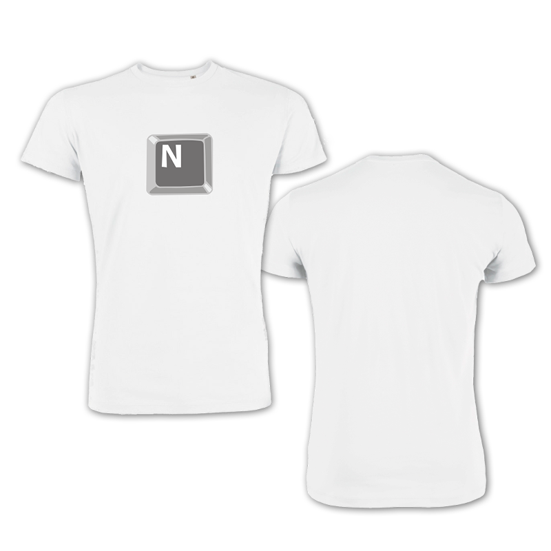 Tshirt Nürnberg weiss, Taste N in grau auf der Vorderseite