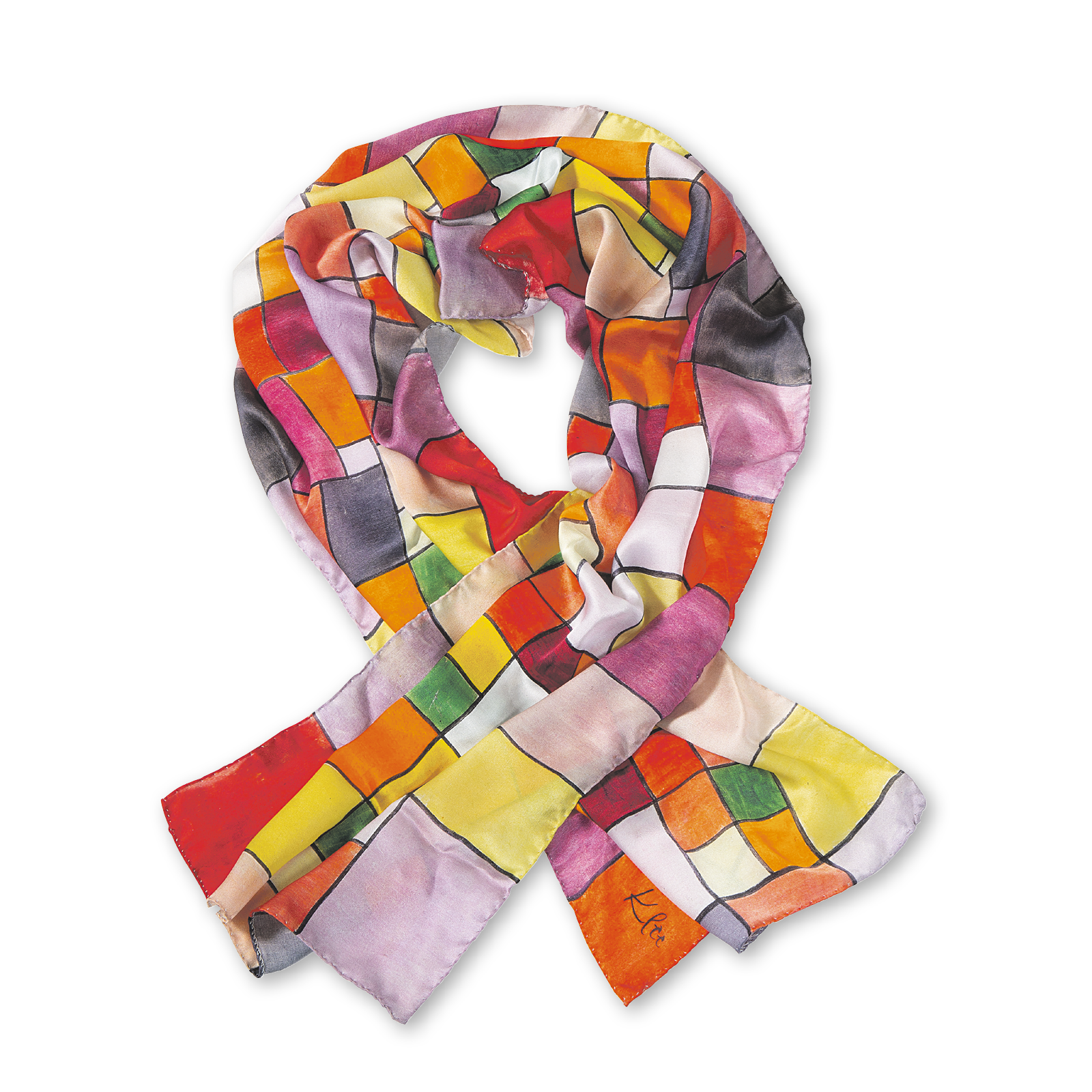 Paul Klee: Seidenschal "Harmonie der nördlichen Flora" (1927) Bunter Seidenschal  nach Paul Klee