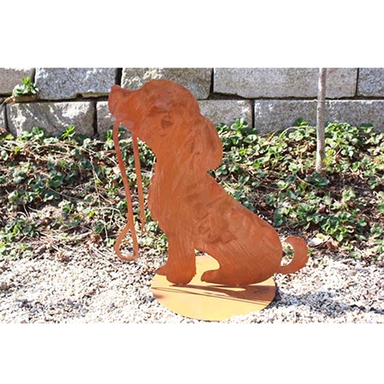 Edelrost Hund Lilly mit Bodenplatte