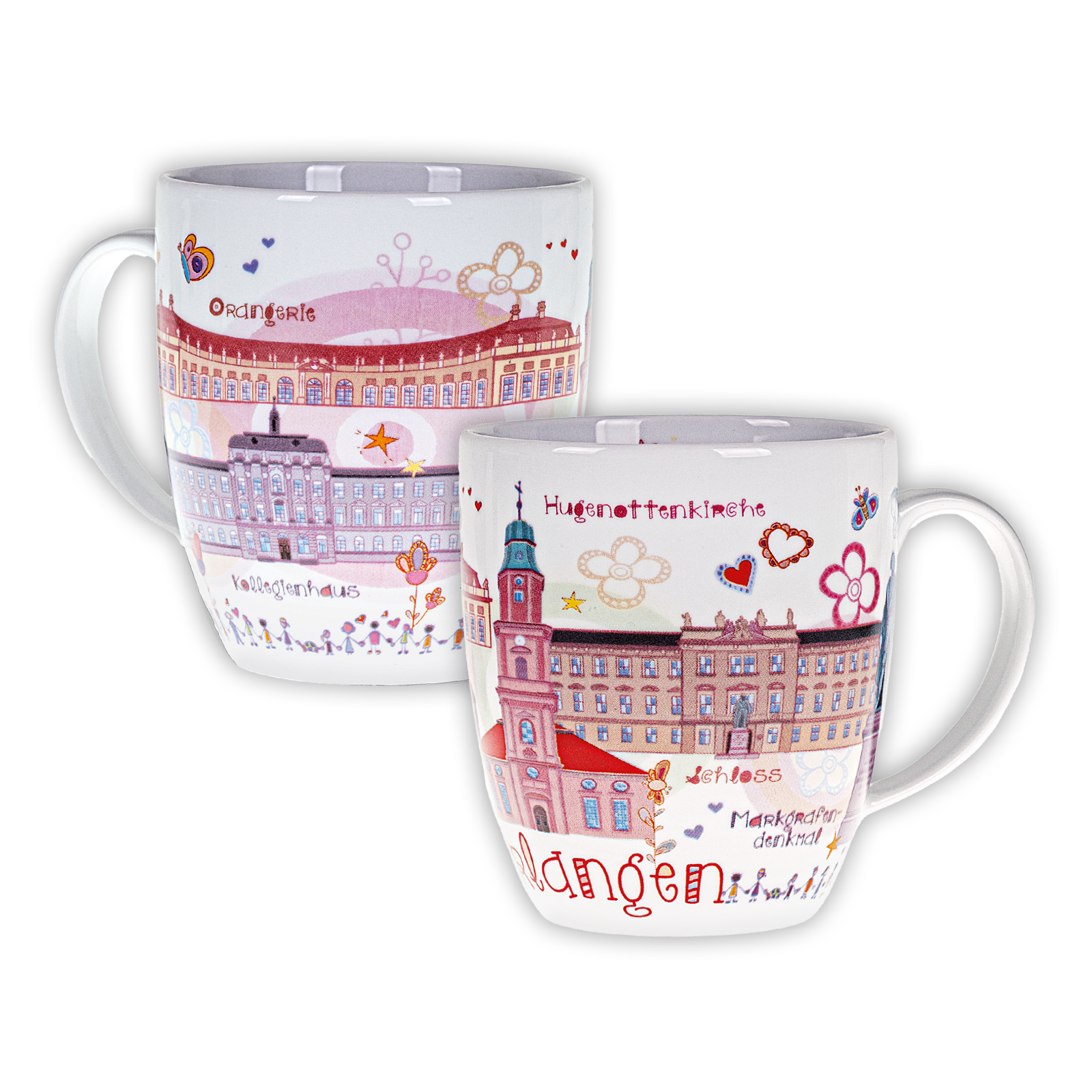 Keramiktasse mit Stadtmotiven aus Erlangen