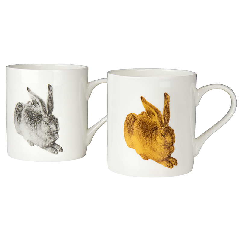 Albrecht Dürer 2 Becher Feldhase gold & silber im Set