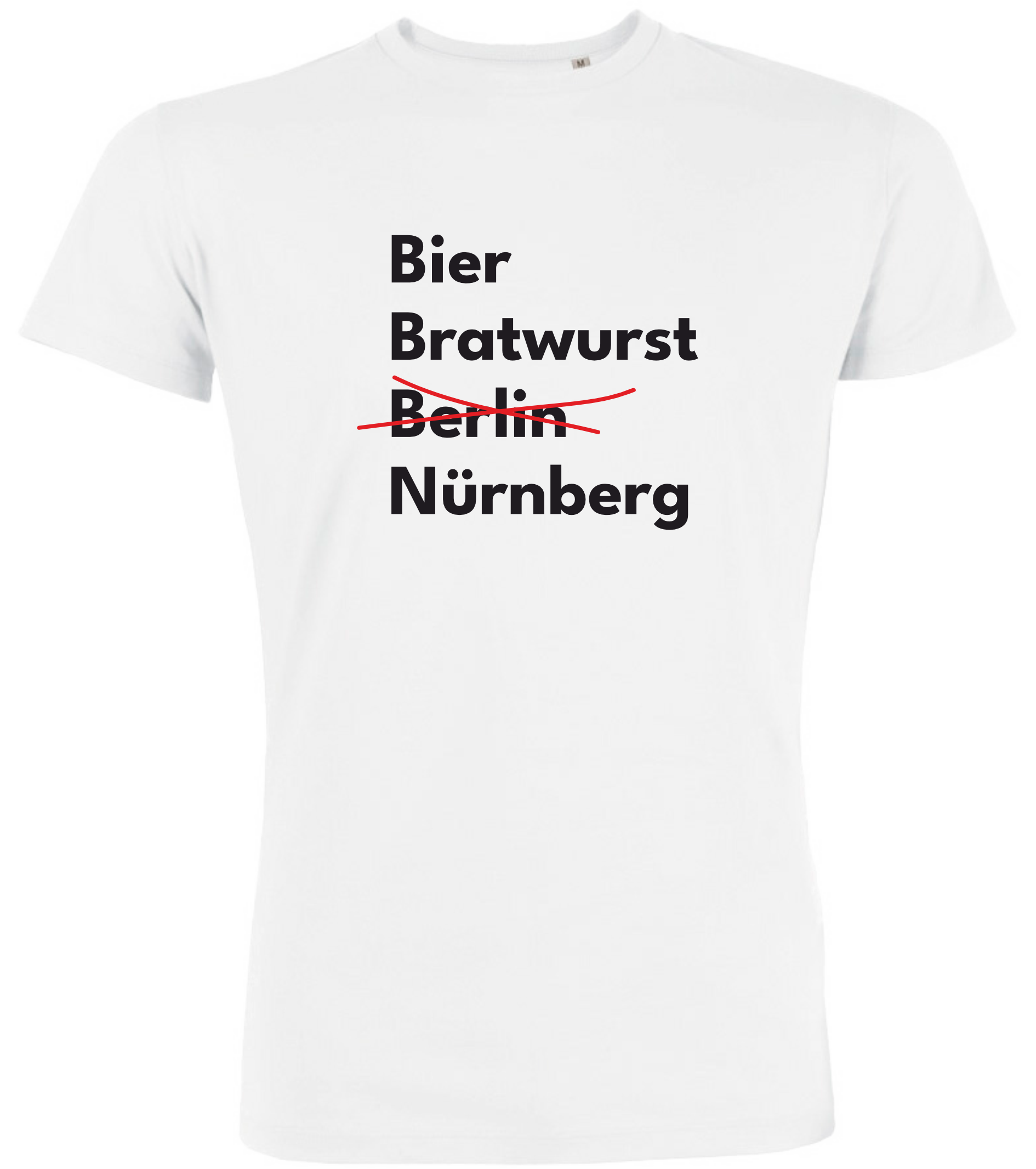 weißes T-Shirt mit schwarzer Bier Bratwurst Nürnberg Aufschrift