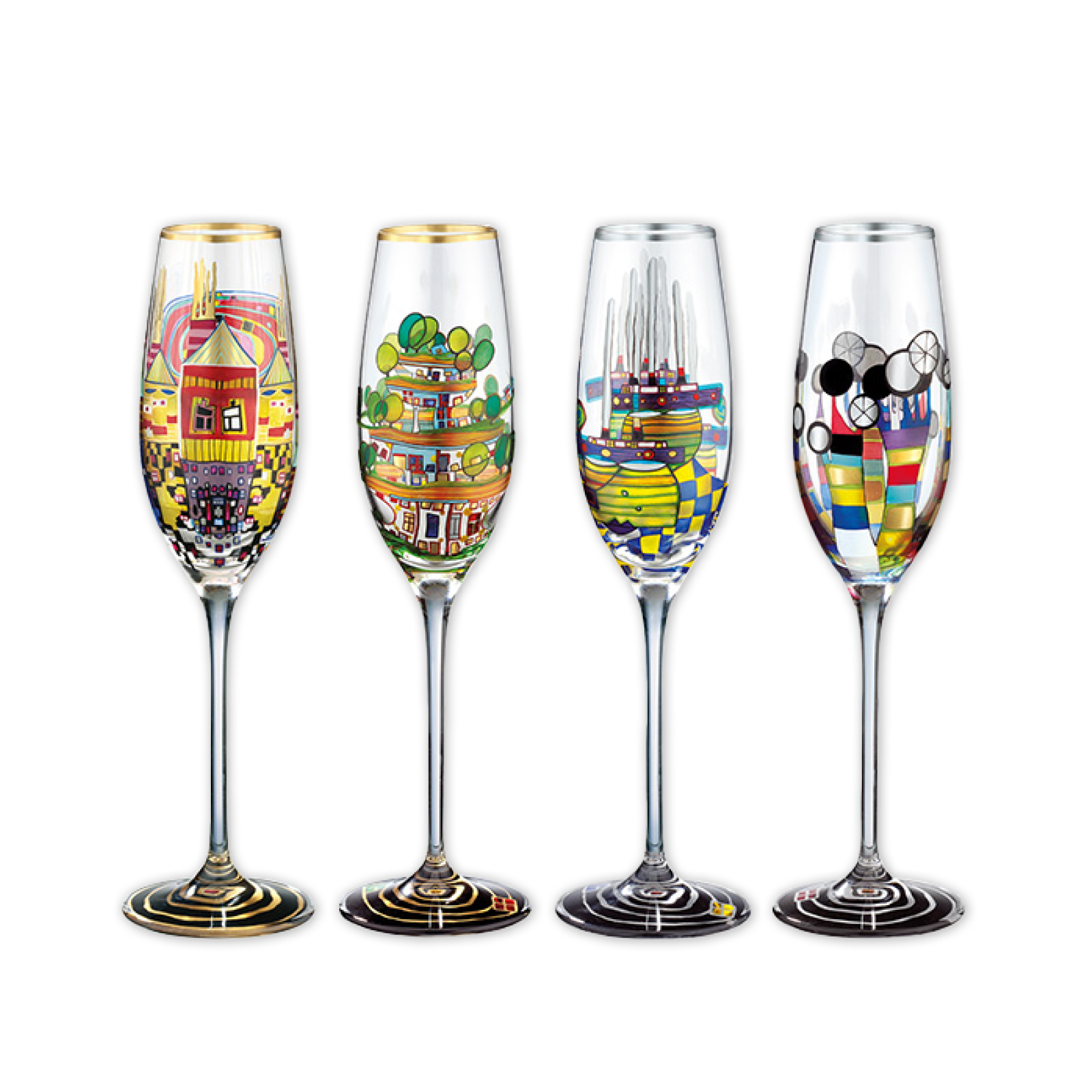 Sektgläser inspiriert durch Hundertwasser