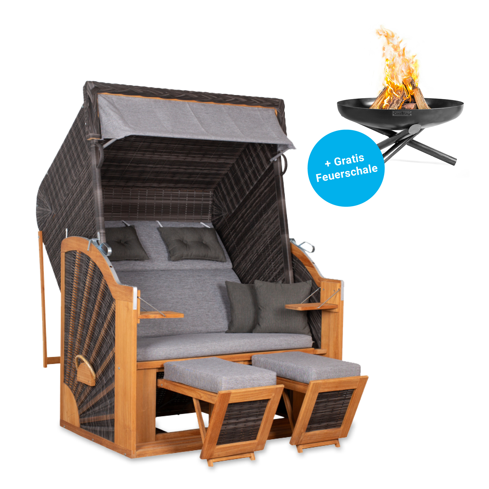 Strandkorb PURE 466 mit gratis Feuerschale