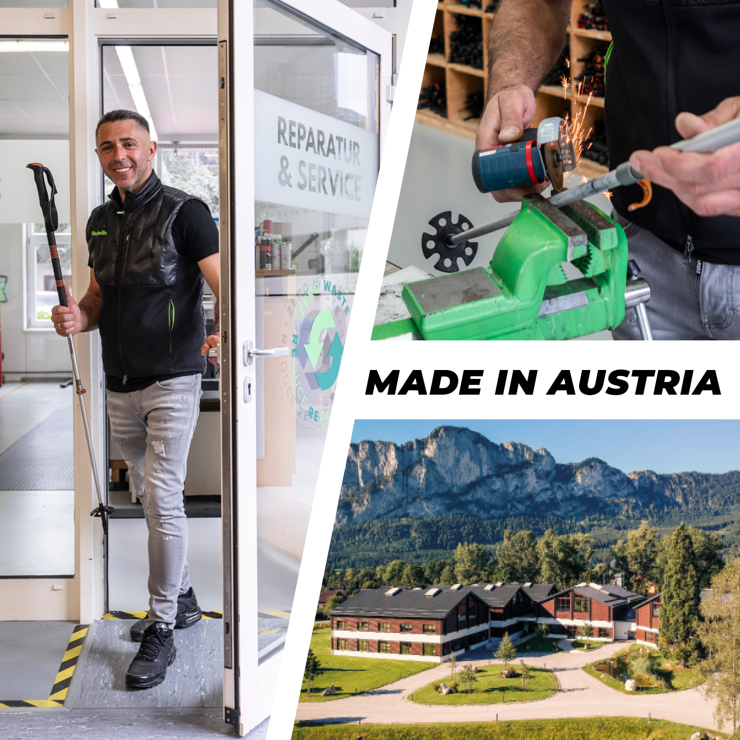 Mitarbeiter von Komperdell beim Herstellen eines Trekkingstocks