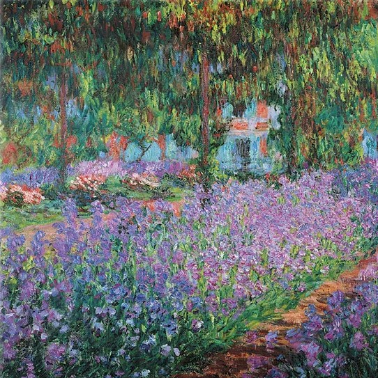 Claude Monet: Wandobjekt "Irisbeet in Monets Garten"