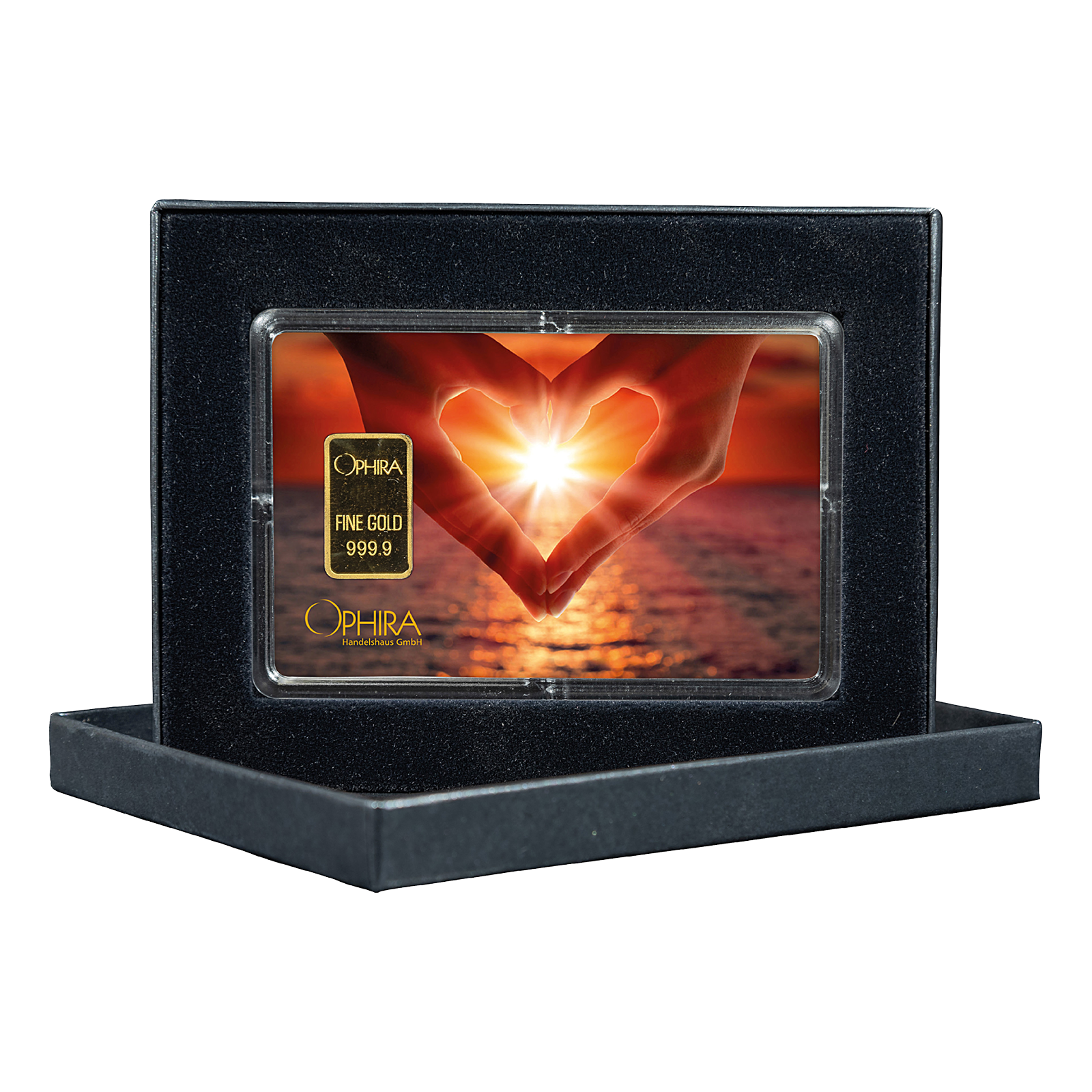 Goldbarren mit Herz und Händen