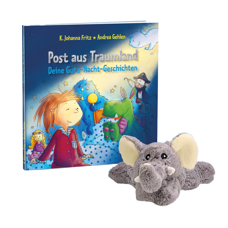 Personalisierbar: Bundle Post aus Traumland + Wärmekuscheltier Elefant von Welliebellies®