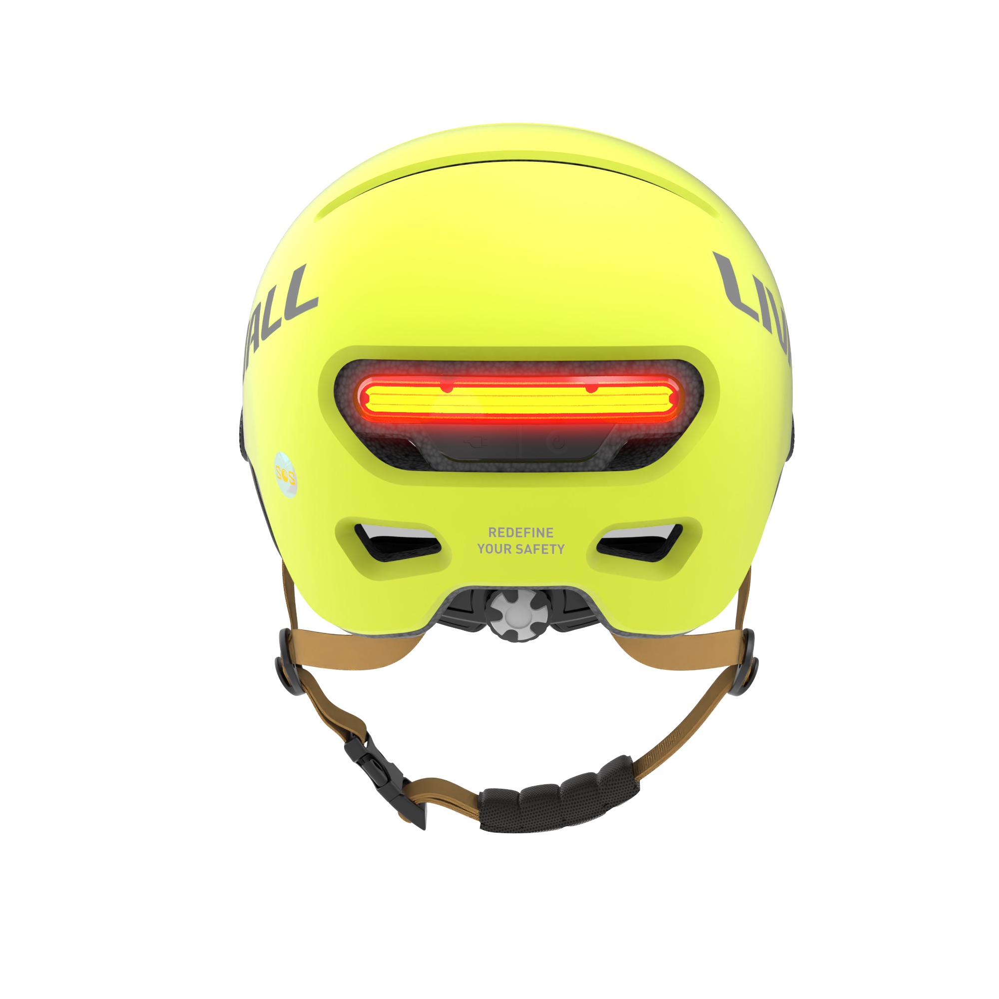 Fahrradhelm gelb von hinten