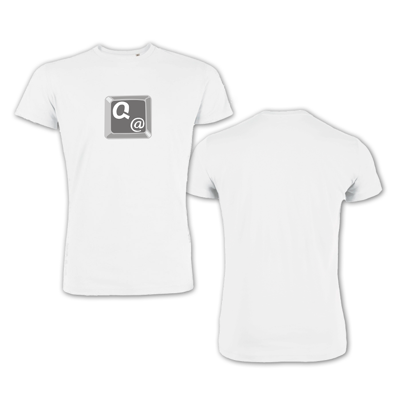 T-Shirt weiß, Taste Q in grau auf der Vorderseite 