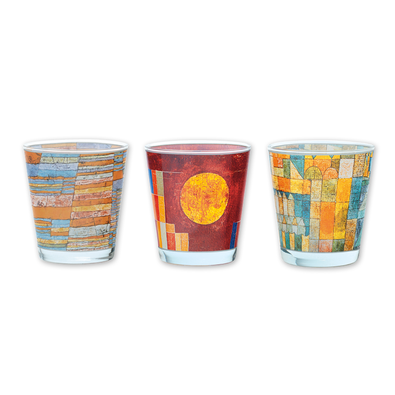 Paul Klee: "Drei Glas-Windlichter mit Künstlermotiven im Set"