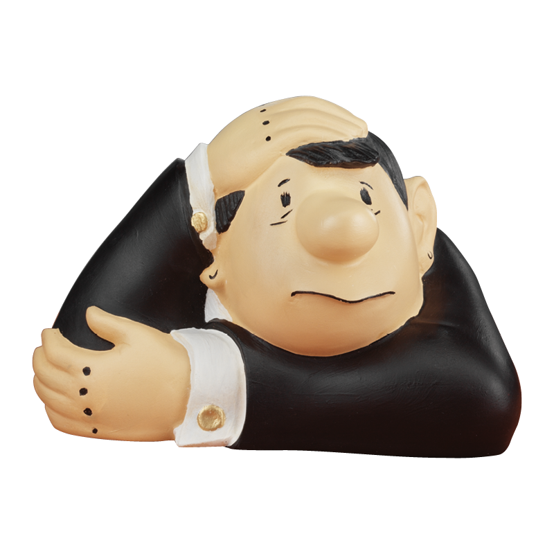 Loriot: Skulptur "Der kleine Denker", Version in Kunstguss handbemalt